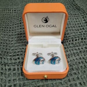 Silver and Blue Fish Cufflinks